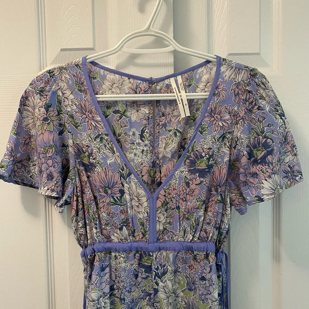 Anthropologie | Romerio Sleep Floral Wide Leg Jumpsuit | Purple & Yellow |  | XS - Picture 9 of 15